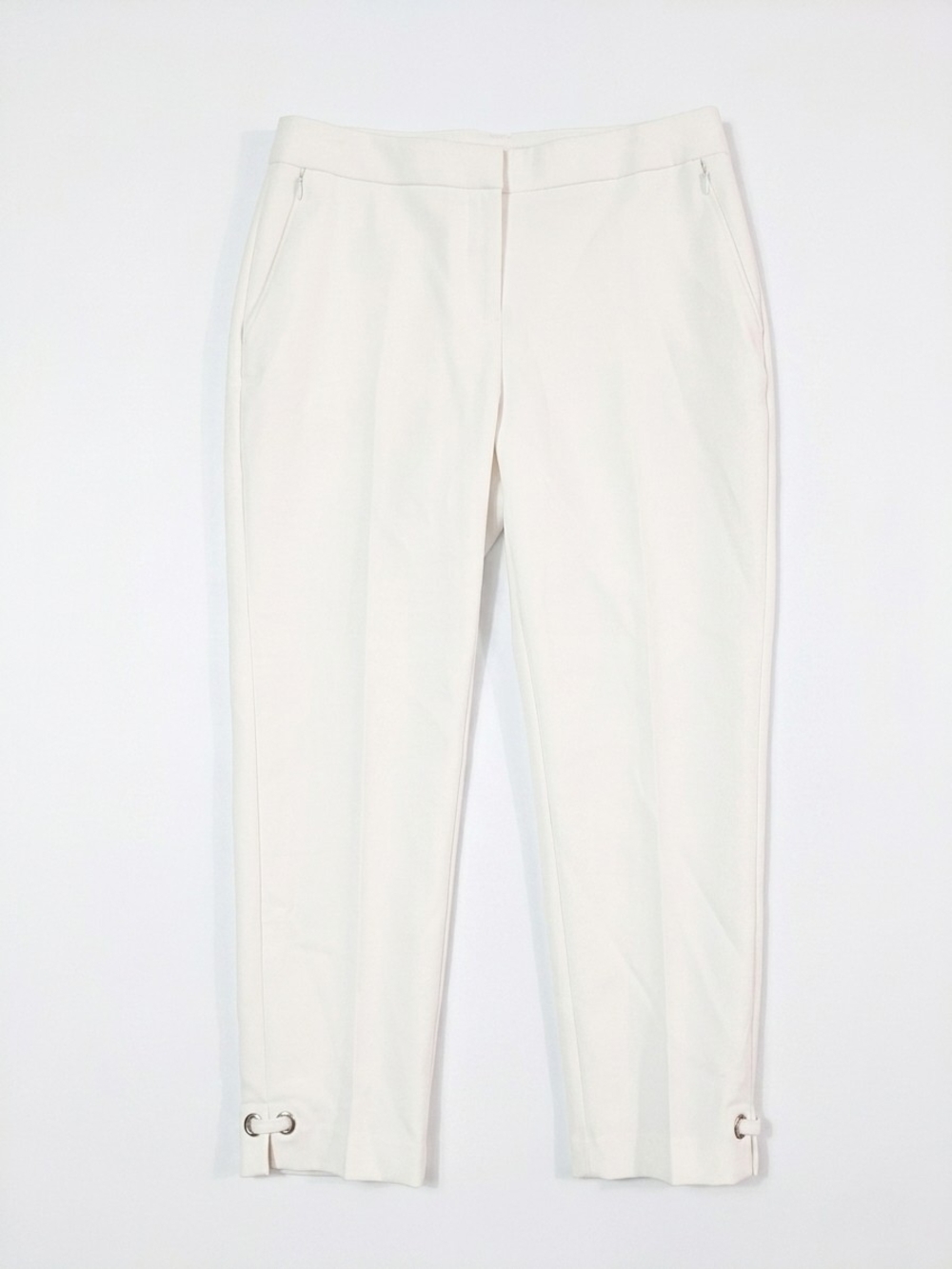 Rafaella White Cropped Ankle Pants with Subtle Hardware
